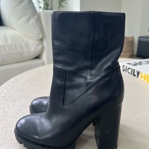 Zara Black Leather Ankle Boots